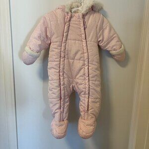 Baby Girl Pink Snow Suit 6-9 Months Built In Booties and Mitts First Wish